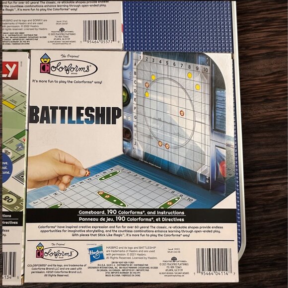 Colorforms Classic Board Games Set - Sorry! Monopoly & Battleship - Ages 6+ - St - Picture 7 of 11